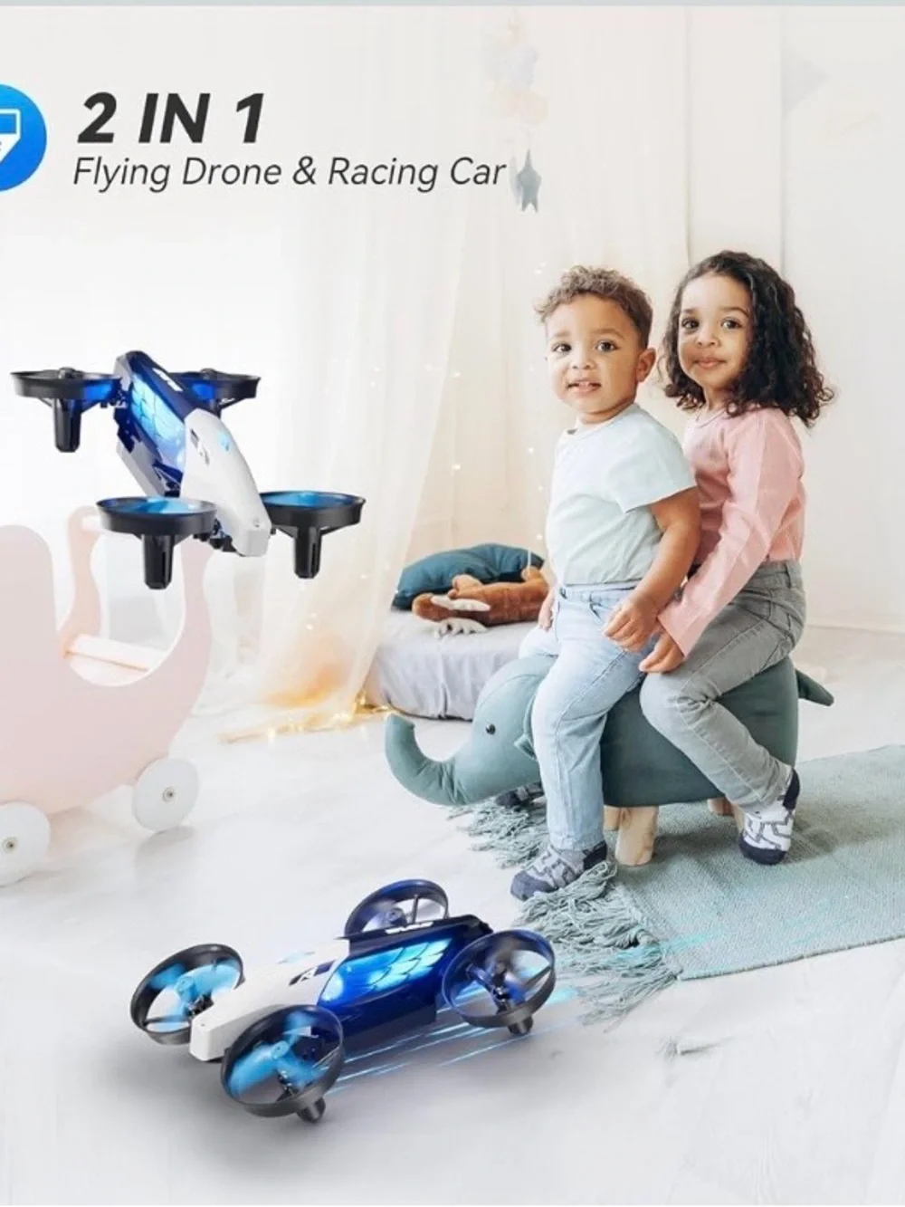 NEW - 2-in-1 Drones for Kids 8-12 with 7+2 Light Modes, 5 Flying Postures, Mini